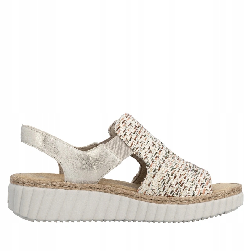 Rieker Sandály na podpatku Béžové 69276-60, pletené, velikost vel.