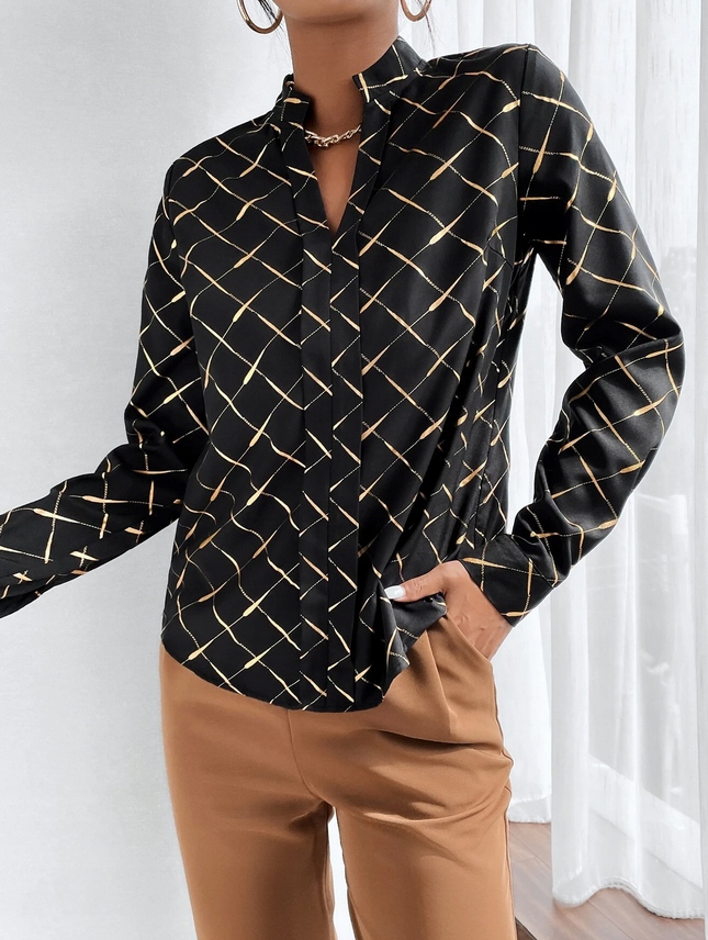 ELEGANCKA MODNA BLUZKA DAMSKA KOSZULA NADRUK L Model KM10