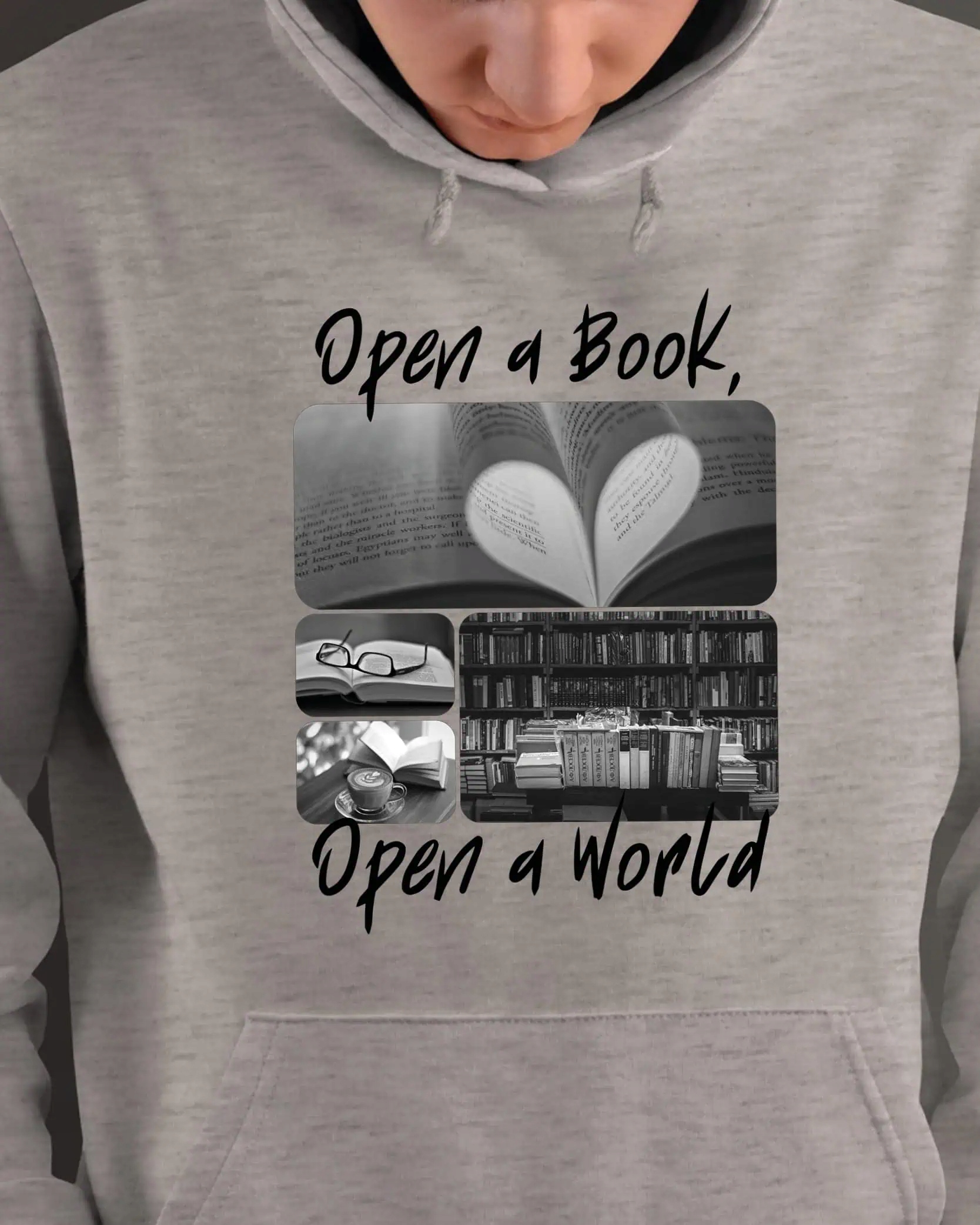 Mikina s kapucí Dárek pro knihovníka Umělecká šedá M