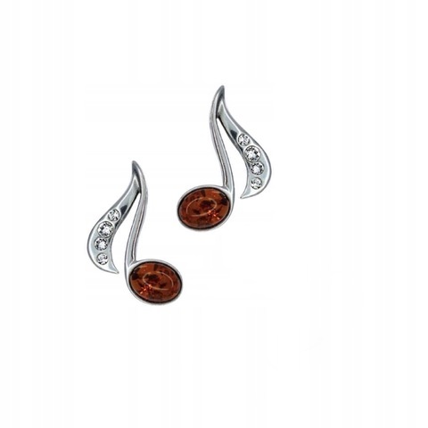 Stříbrné Náušnice S Jantarem A Zirkony