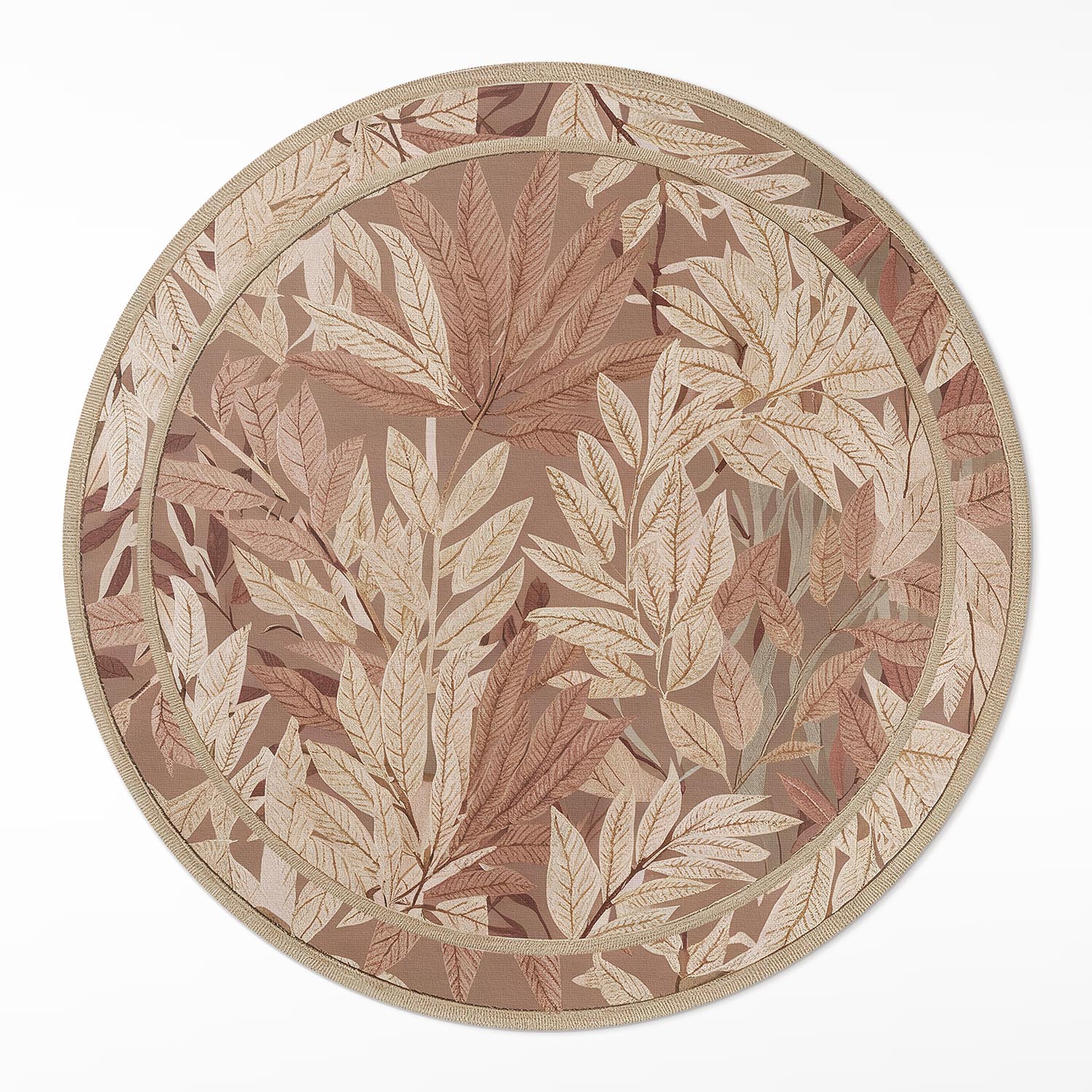 Okrúhly Pvc koberec Do Obývačky Listy v štýle boho vintage vegetácia ⌀ 140 cm