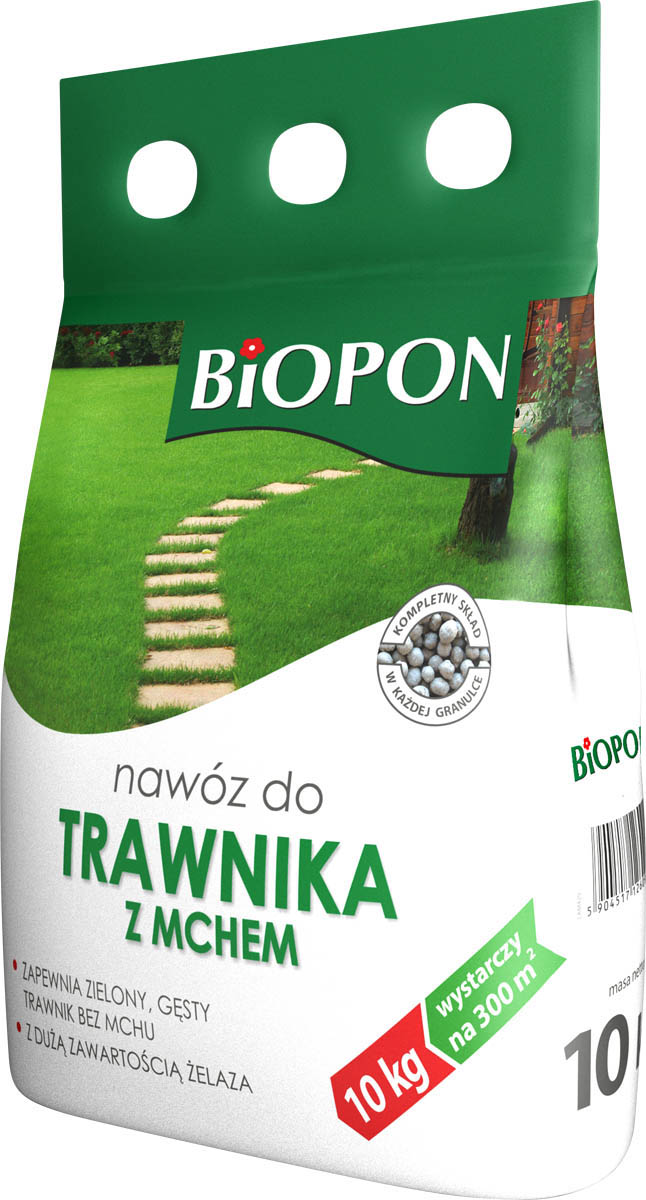 Nawóz Do Trawnika Z Mchem Biopon Granulat 10 Kg Zwalcza Mech i Chwasty