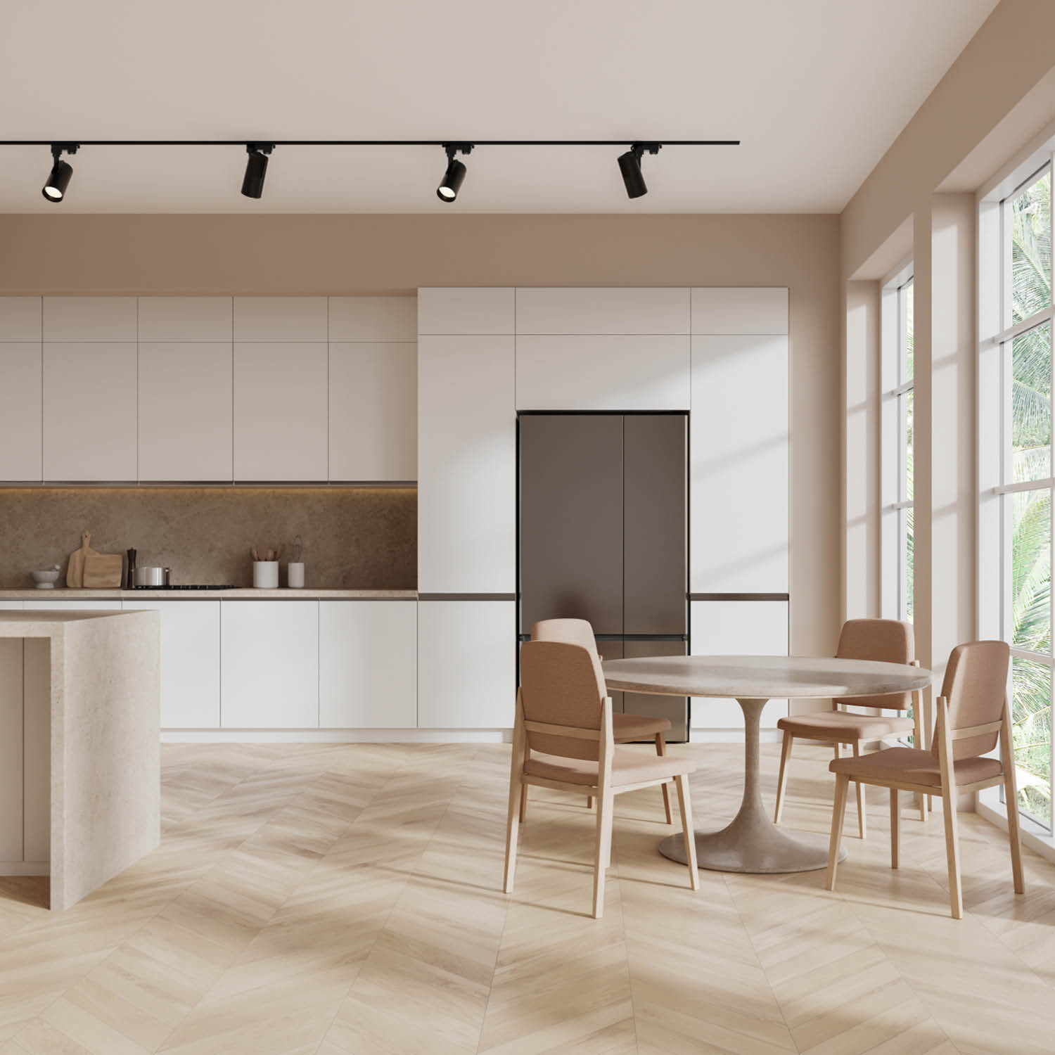 Zestaw Oświetlenie Szynowe 3 Fazowe 2m + 4 oprawy na GU10 + Zasilanie Prawe Rodzaj szynoprzewód