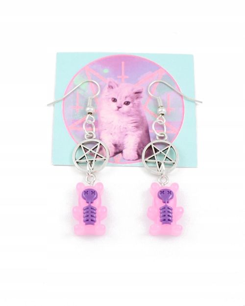 kolczyki GUMIŚKI różowe pentagramy żelki pastel Marka Inna marka