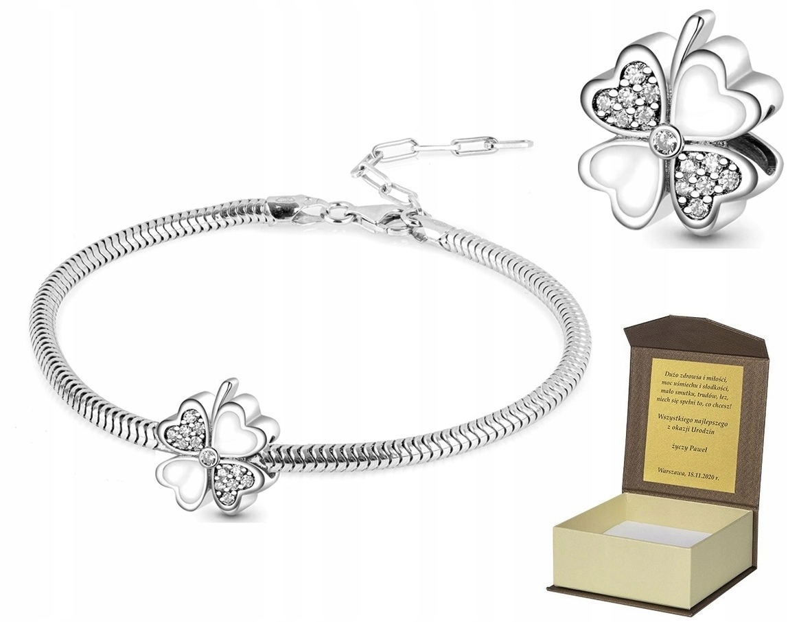 Stříbrný náramek 18-22 cm Charms Jetel Čtyřlístek BC607