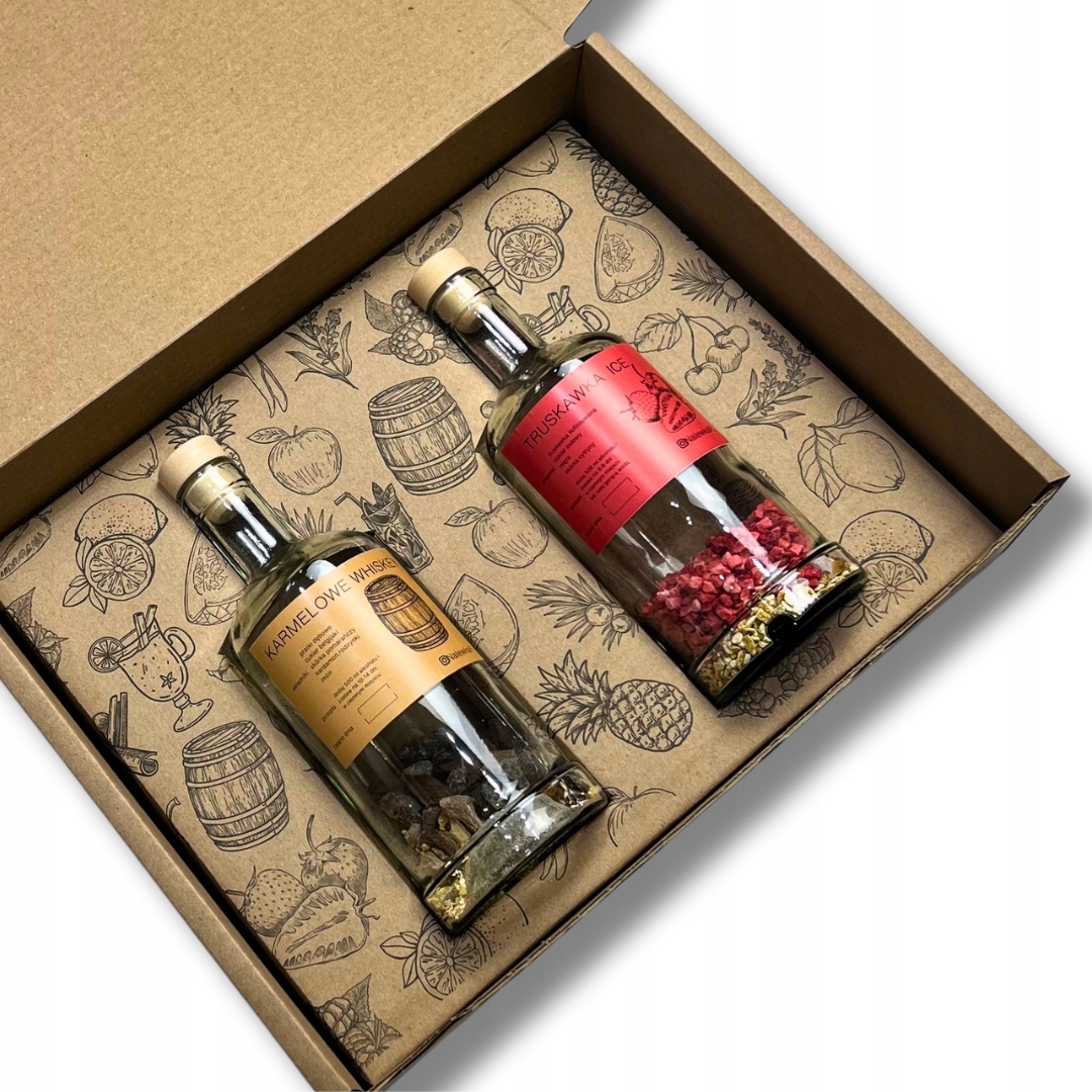 Levně Dárková sada pro výrobu likérů, 2 láhve, 21 příchutí – dárek k svátku