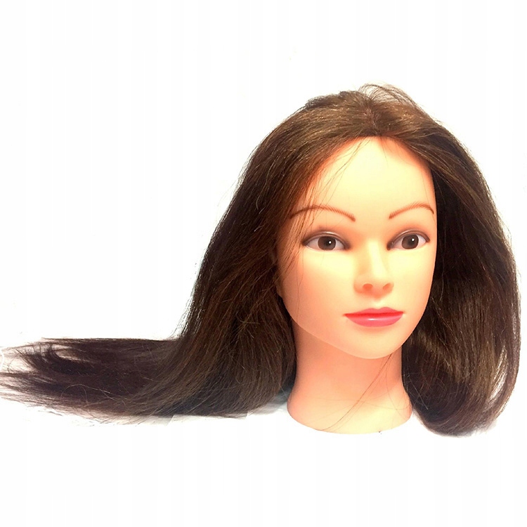 Kadeřnická Hlava Tréninková Hnědá Jessica 100% Přírodní Vlasy 55 CM