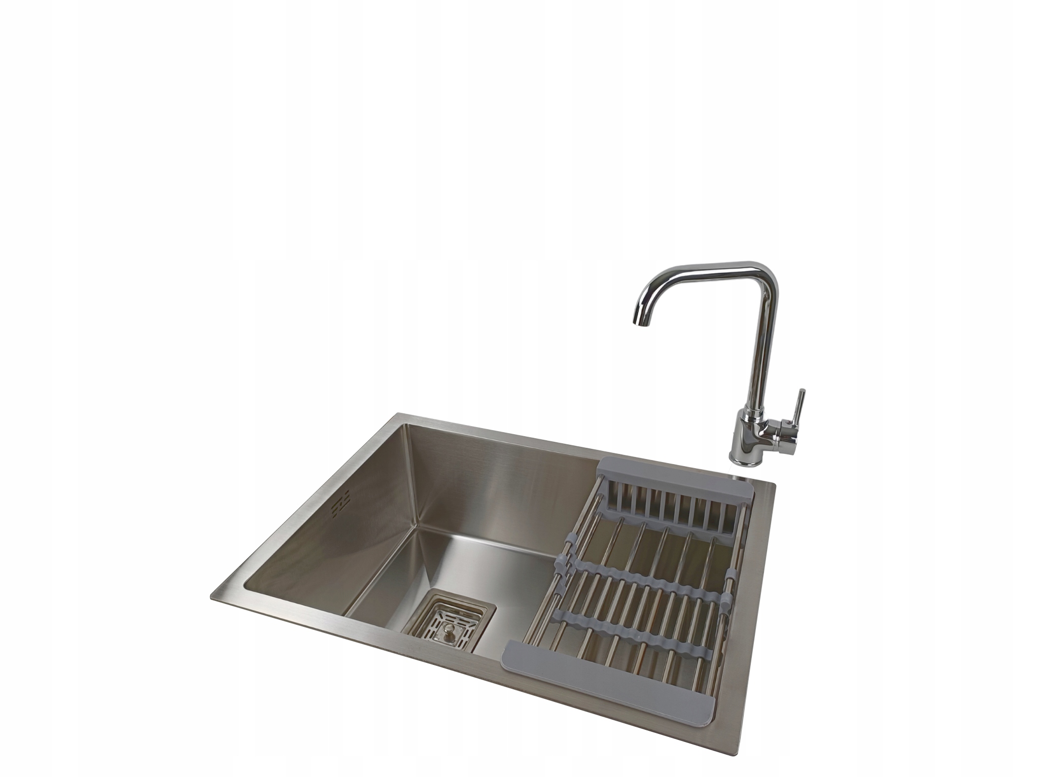 Ocelový jednokomorový dřez Inox kartáčovaný Sifonová baterie
