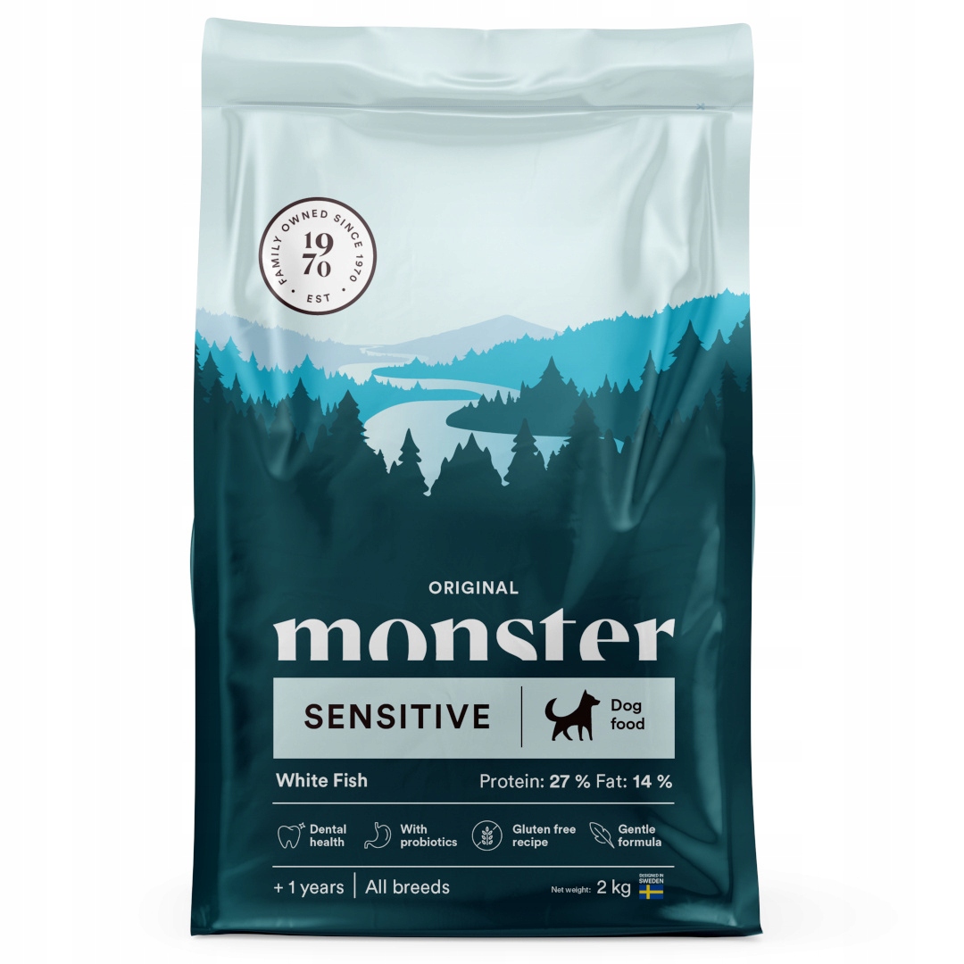 Monster Dog Original Sensitive 2kg Suché Krmivo s rybou pro citlivé psy