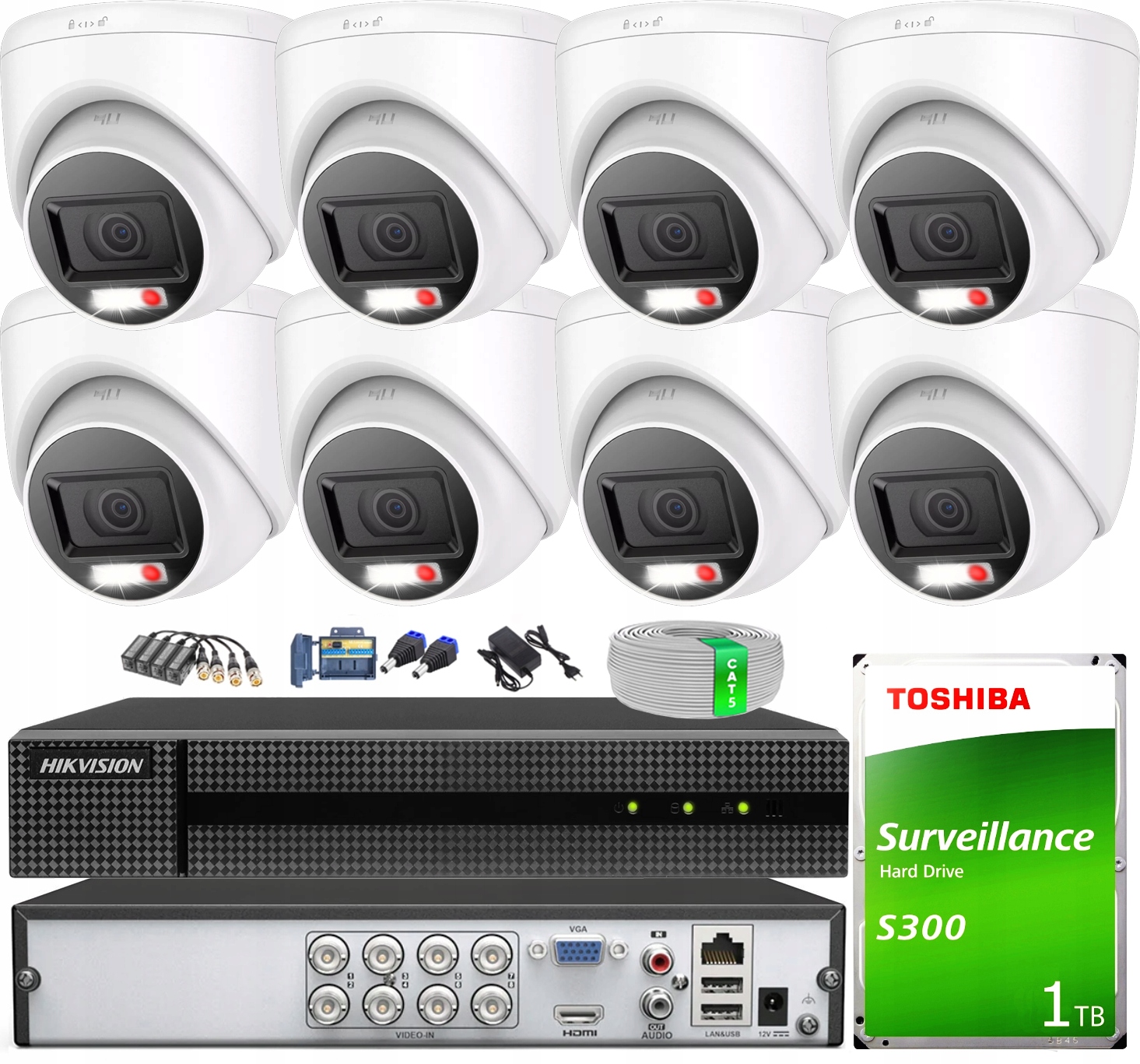 Sada pro monitorování 8 kamer 8 MPx Venkovní na kroucený kabel Hilook Hikvision