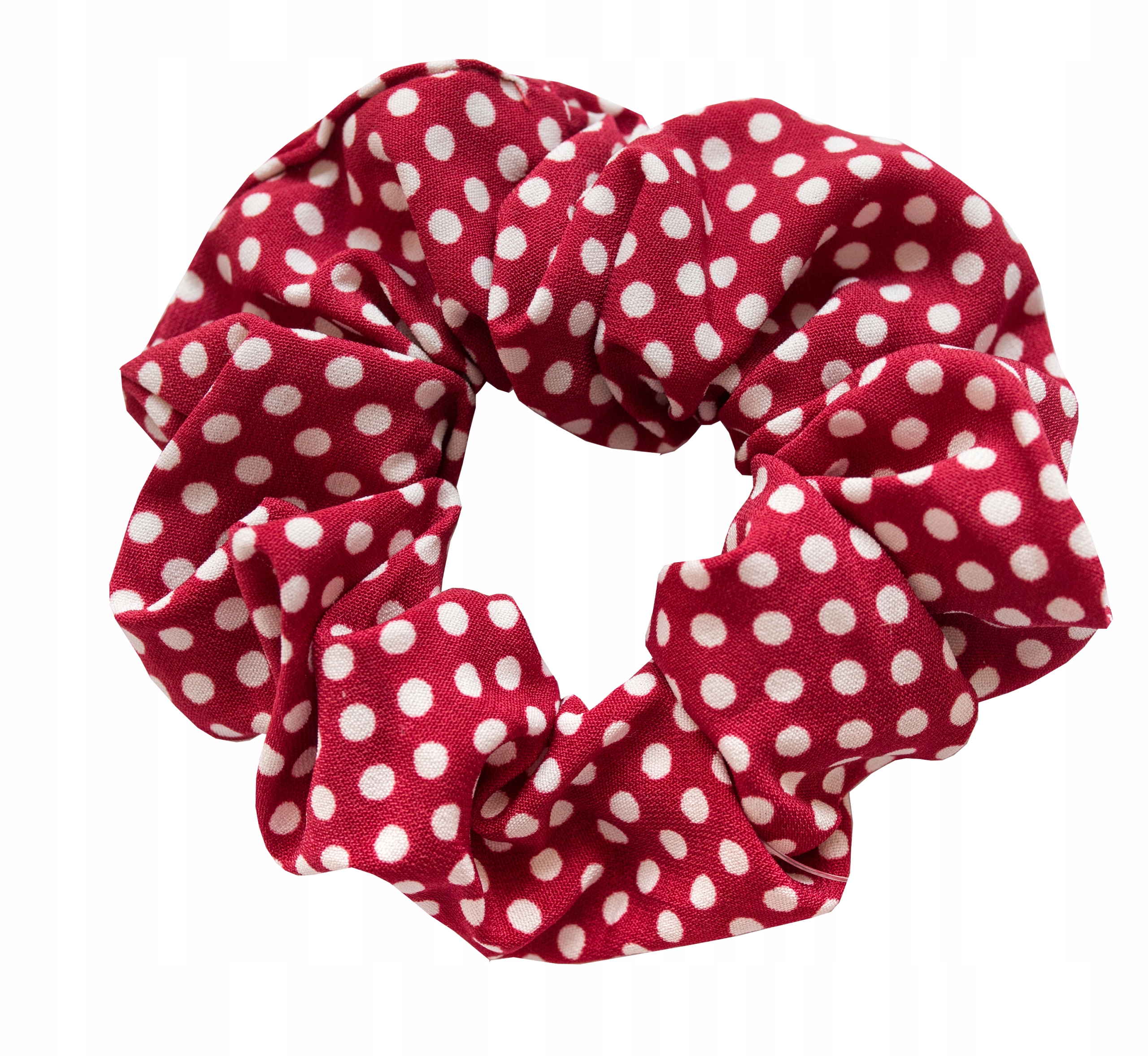 

Gumka do włosów scrunchies czerwona kropki groszki