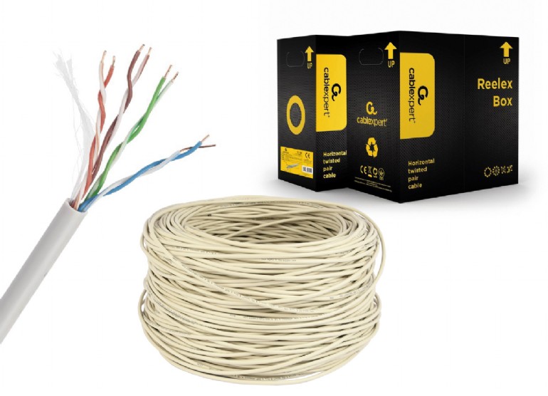 Kabel Sieciowy Lan Utp KAT.5E Cu Skrętka Gembird 100M Szary