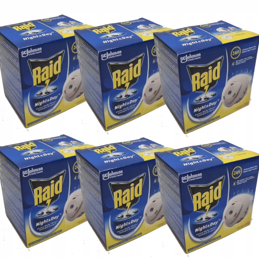 6 ks Raid Elektrofumigátor na insekticídy, komáre, mravce, muchy 2,70 ml