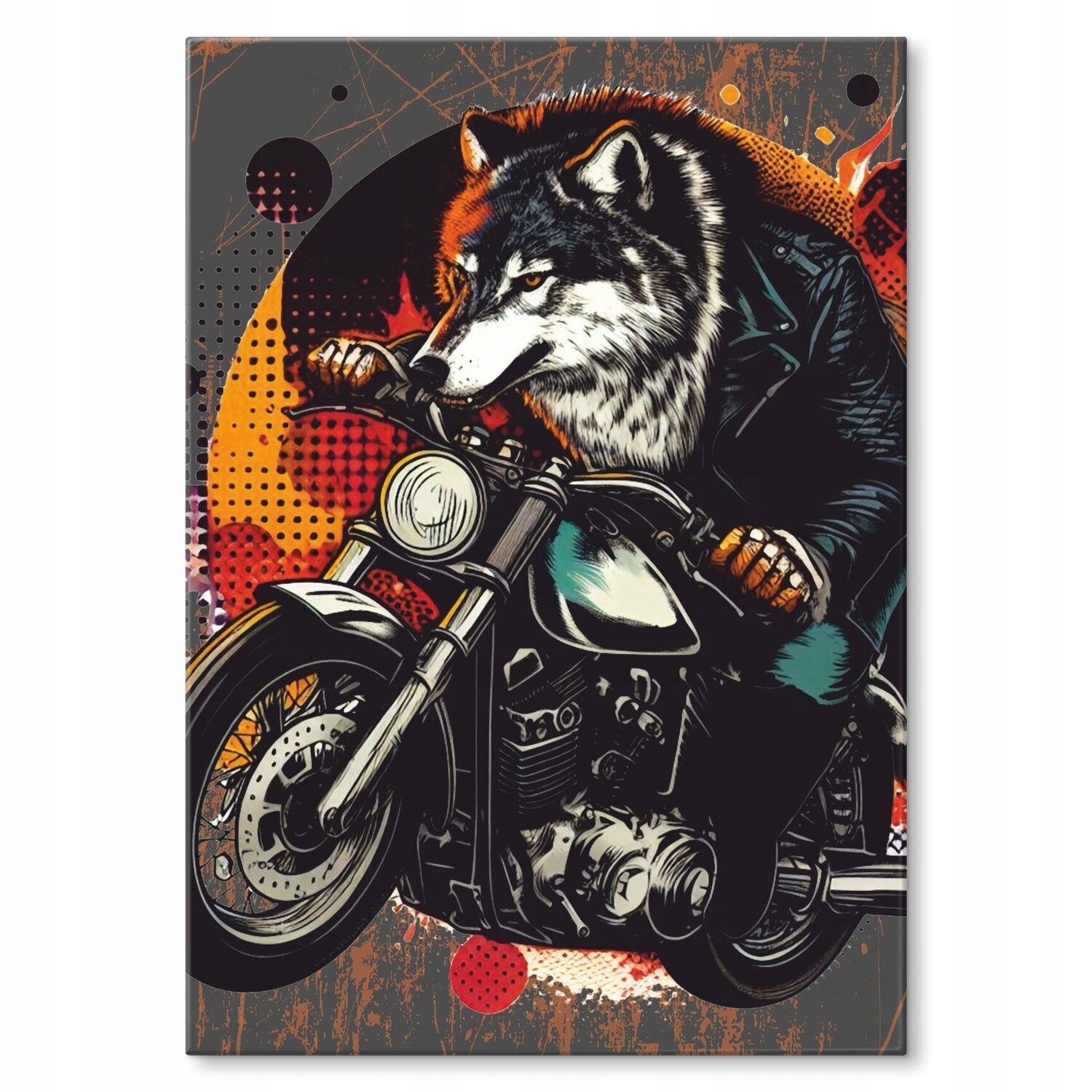 Kovový plakát wolf on bike Szyld Plech 42 x 59,4 cm Dárek