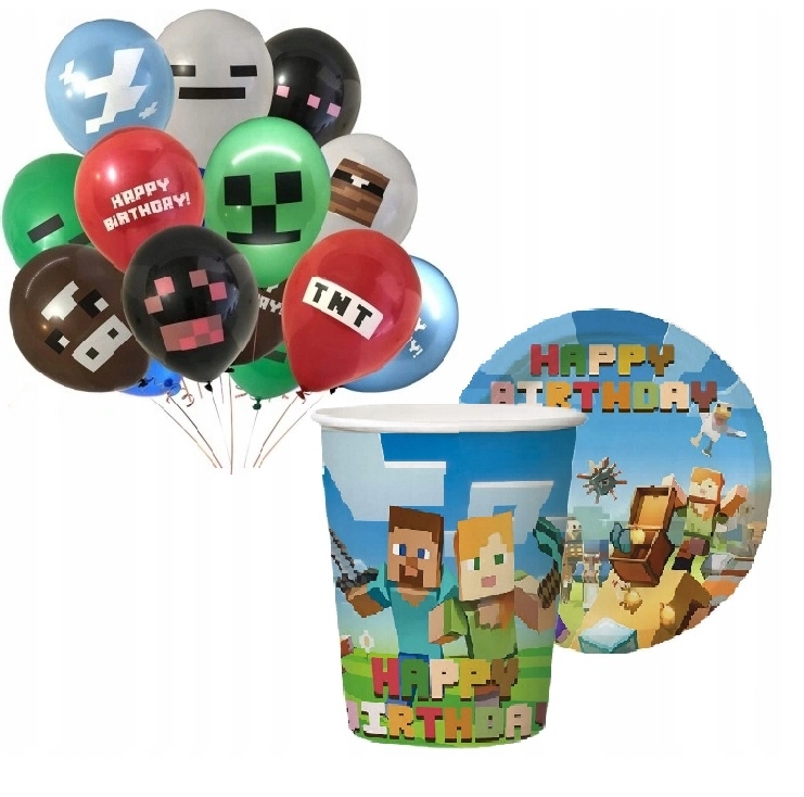 24 SZT ZESTAW BALONÓW BALON MINECRAFT URODZINY Materiał lateks