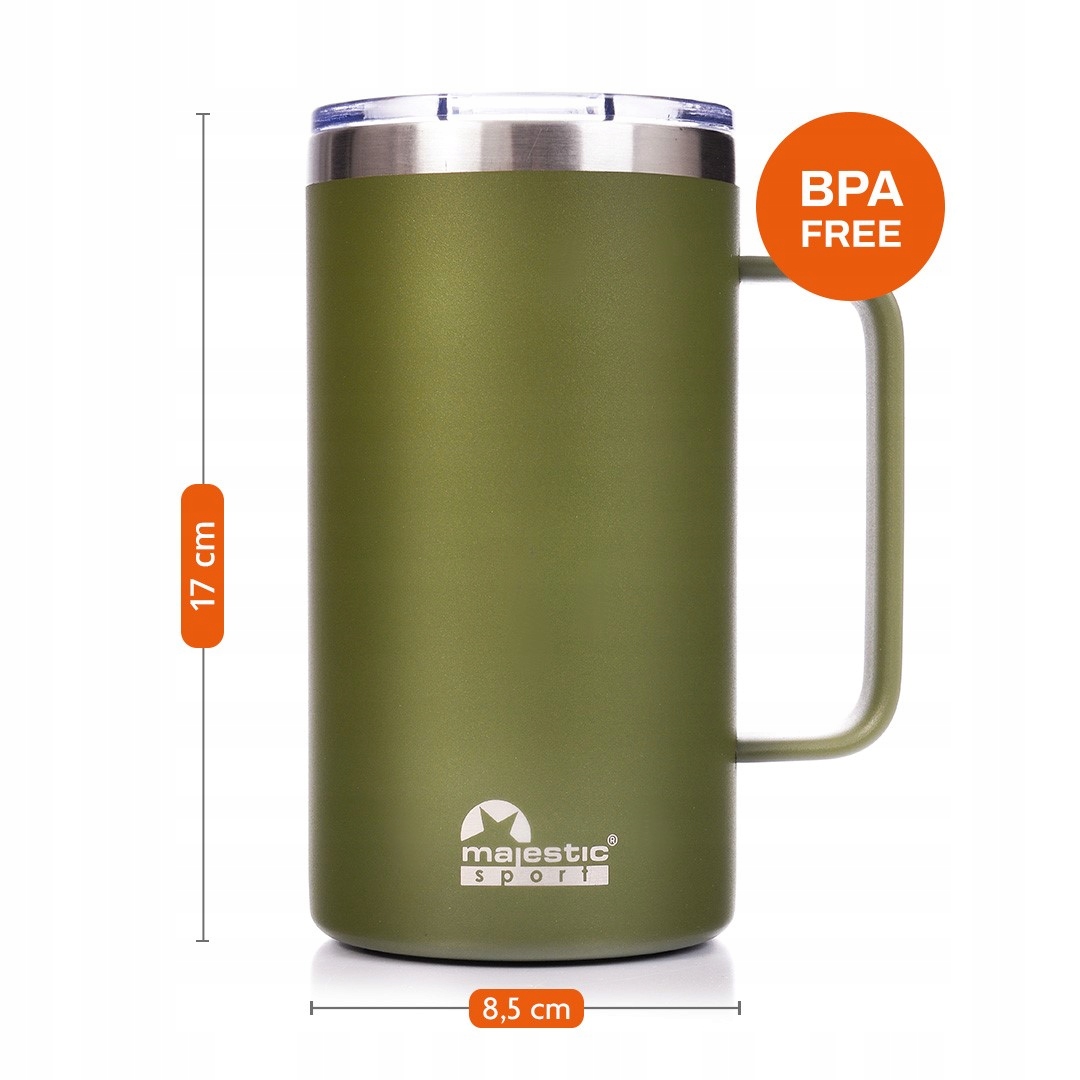 KUBEK TERMICZNY Z UCHWYTEM UCHEM NA KAWĘ HERBATĘ MAJESTIC SPORT 650 ml Model Gump