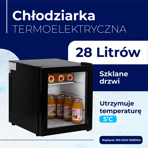 Chłodziarka Termoelektryczna Adler AD 8088 28L Szklane Drzwi