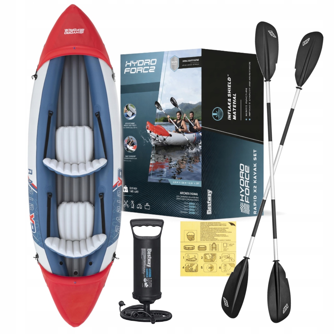 Bestway 65077 Kajak Dmuchany 321X88CM 2 Miejsca 2-OSOBOWY Wiosła Pompka