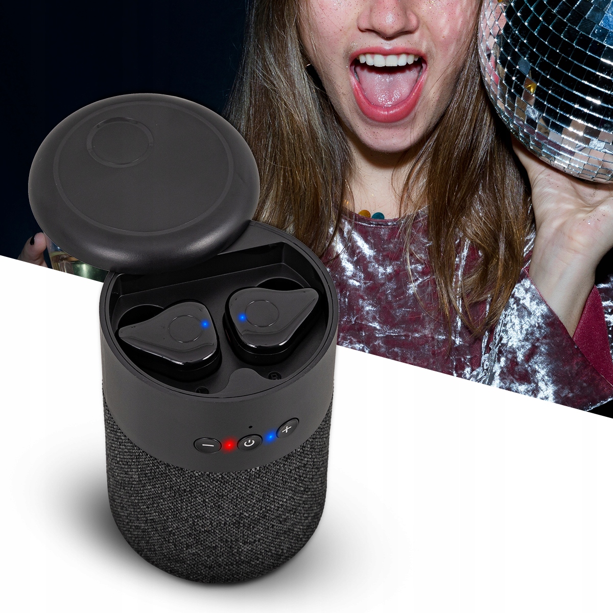 GŁOŚNIK BLUETOOTH BEZPRZEWODOWY +SŁUCHAWKI 2w1 USB Marka Heckermann