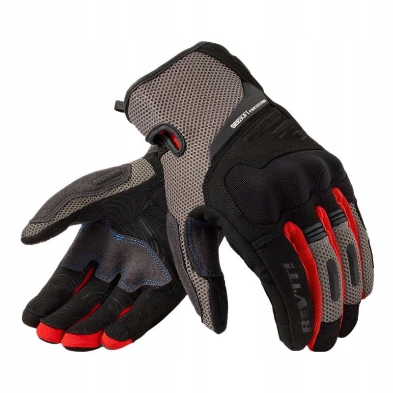 Krátke motocyklové rukavice Revit Cavern Grey/red sivá červená čierna