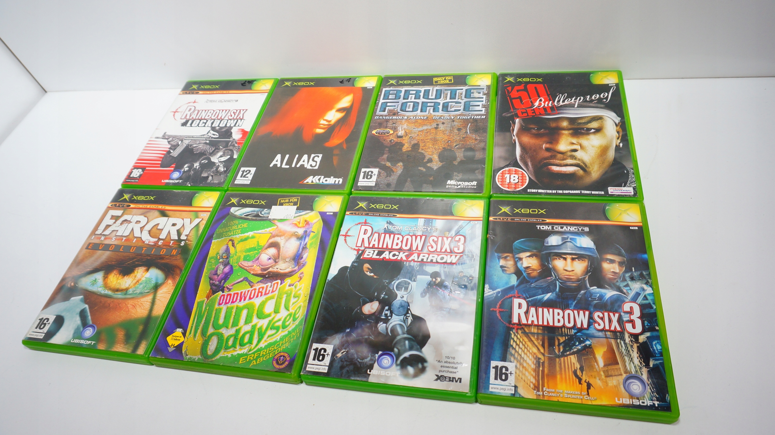 Zestaw 8 Gier Microsoft Xbox Classic FarCry Oddworld Rainbow Six