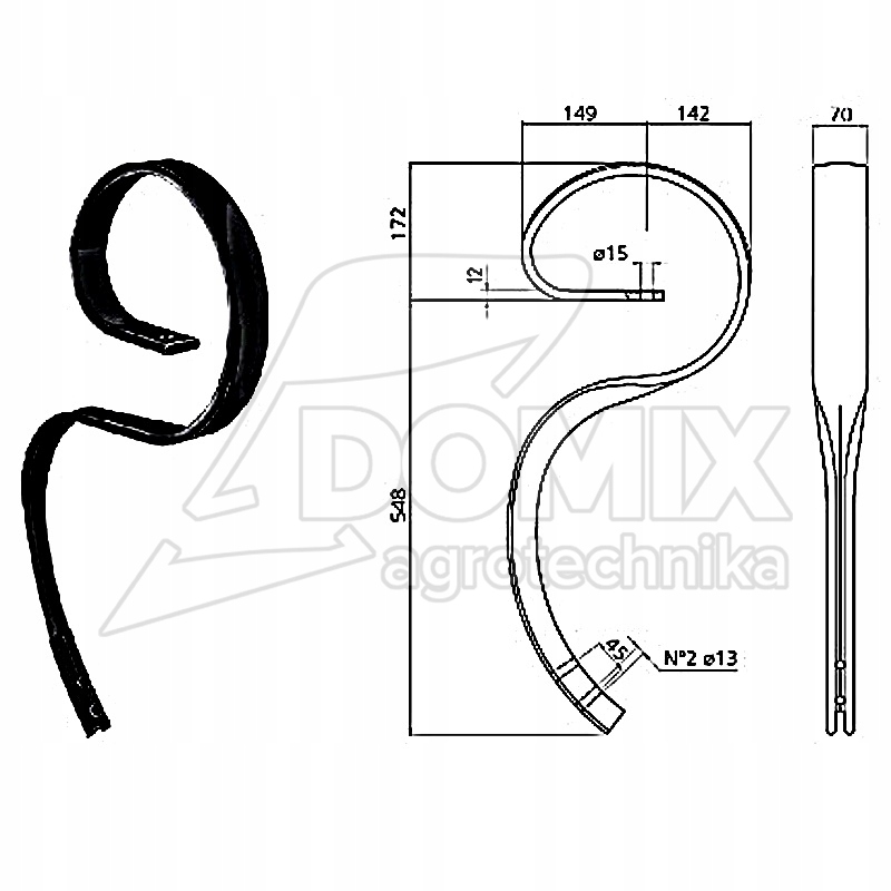 Ząb kultywatora 70x12mm F70SVV Numer katalogowy części KU-F70SVV