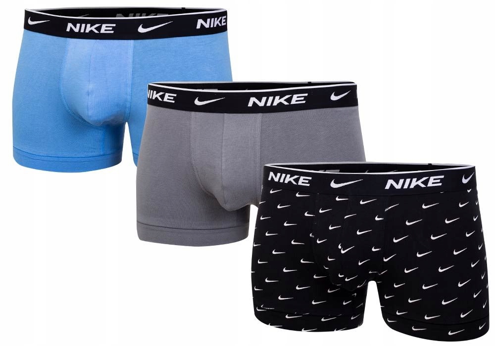 Nike Bokserki Męskie Trunk 3 Pak Czarne/niebieskie/szare r.M