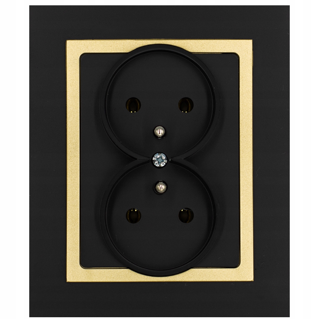 

Magic złoto gniazdko gniazdo podwójne z u/z Czarne