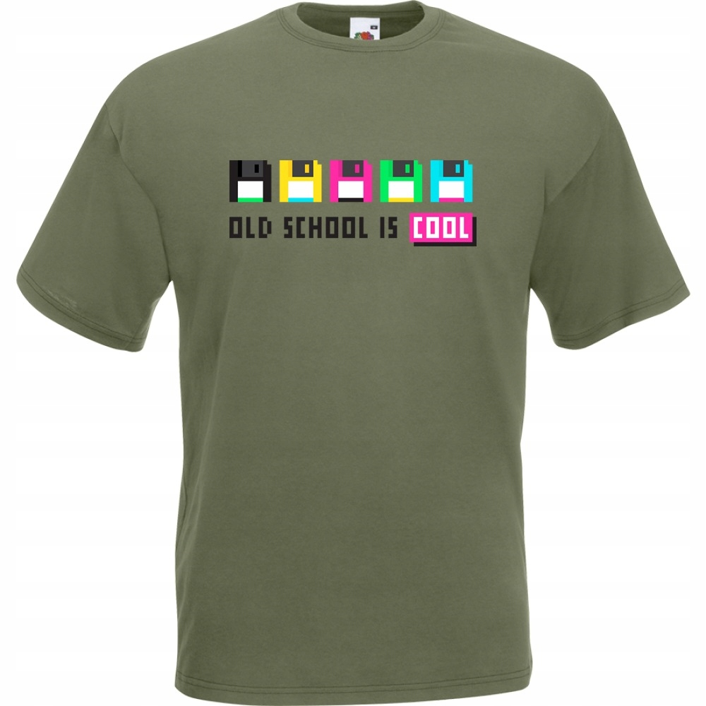 

Koszulka old school dyskietki S oliwkowa
