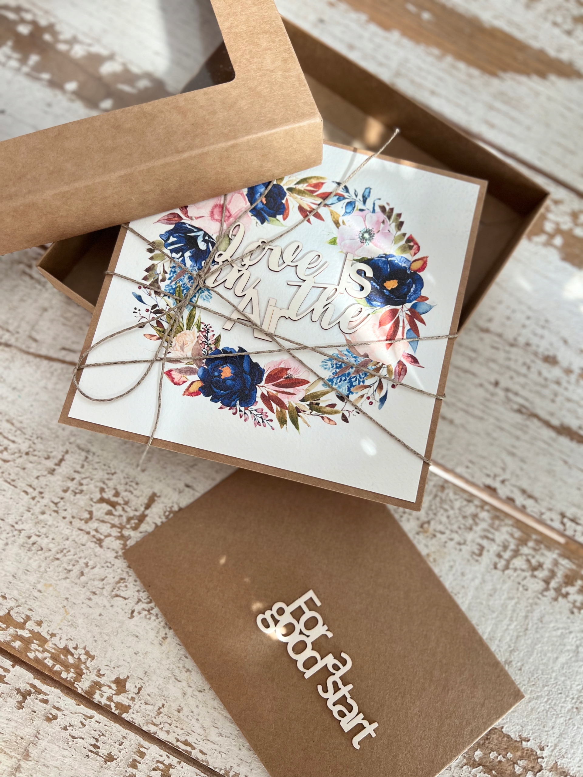 Svatební přání ručně vyrobené s krabičkou obálka na peníze ang.