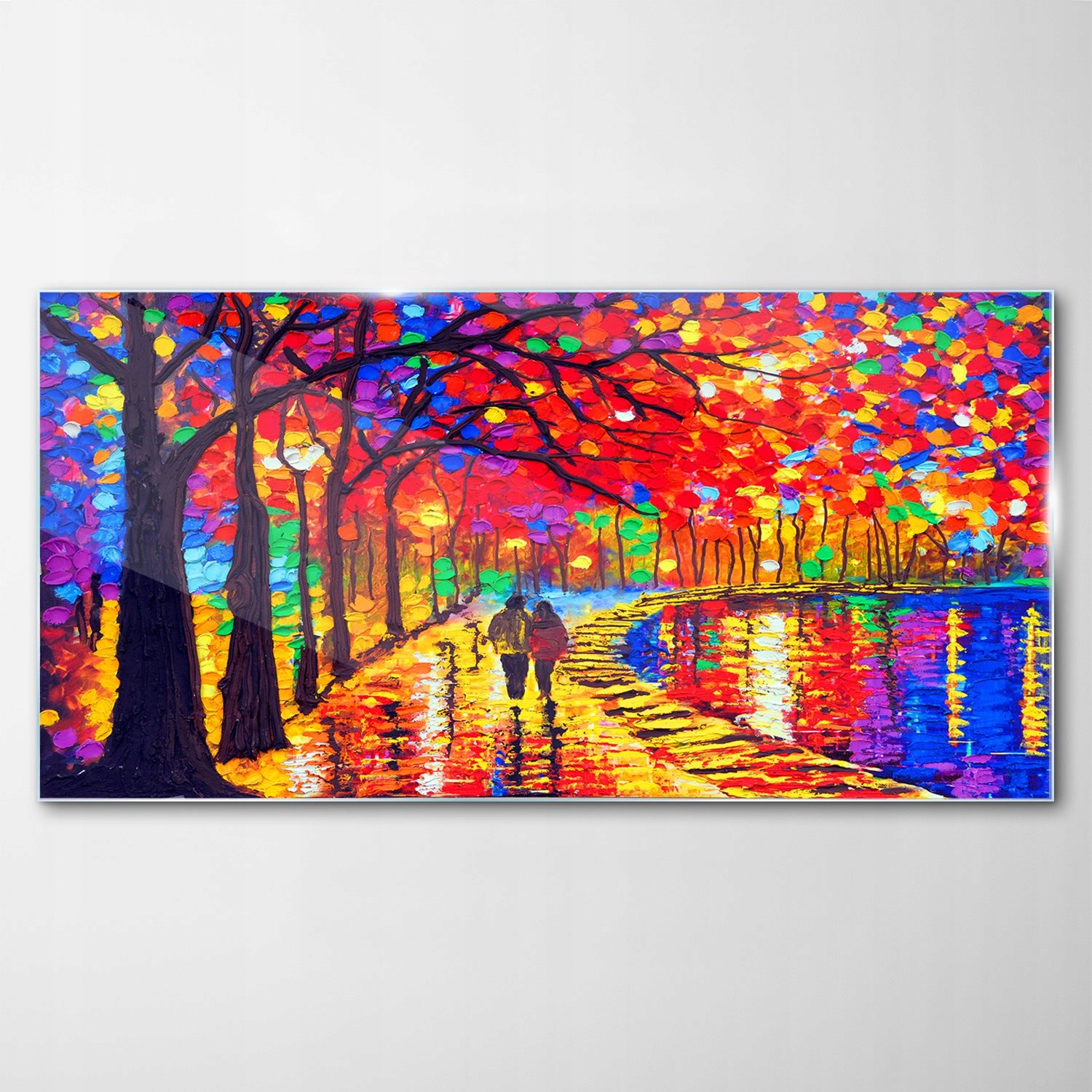 

Obraz Szklany Dekor Park Woda para Ludzie 140x70
