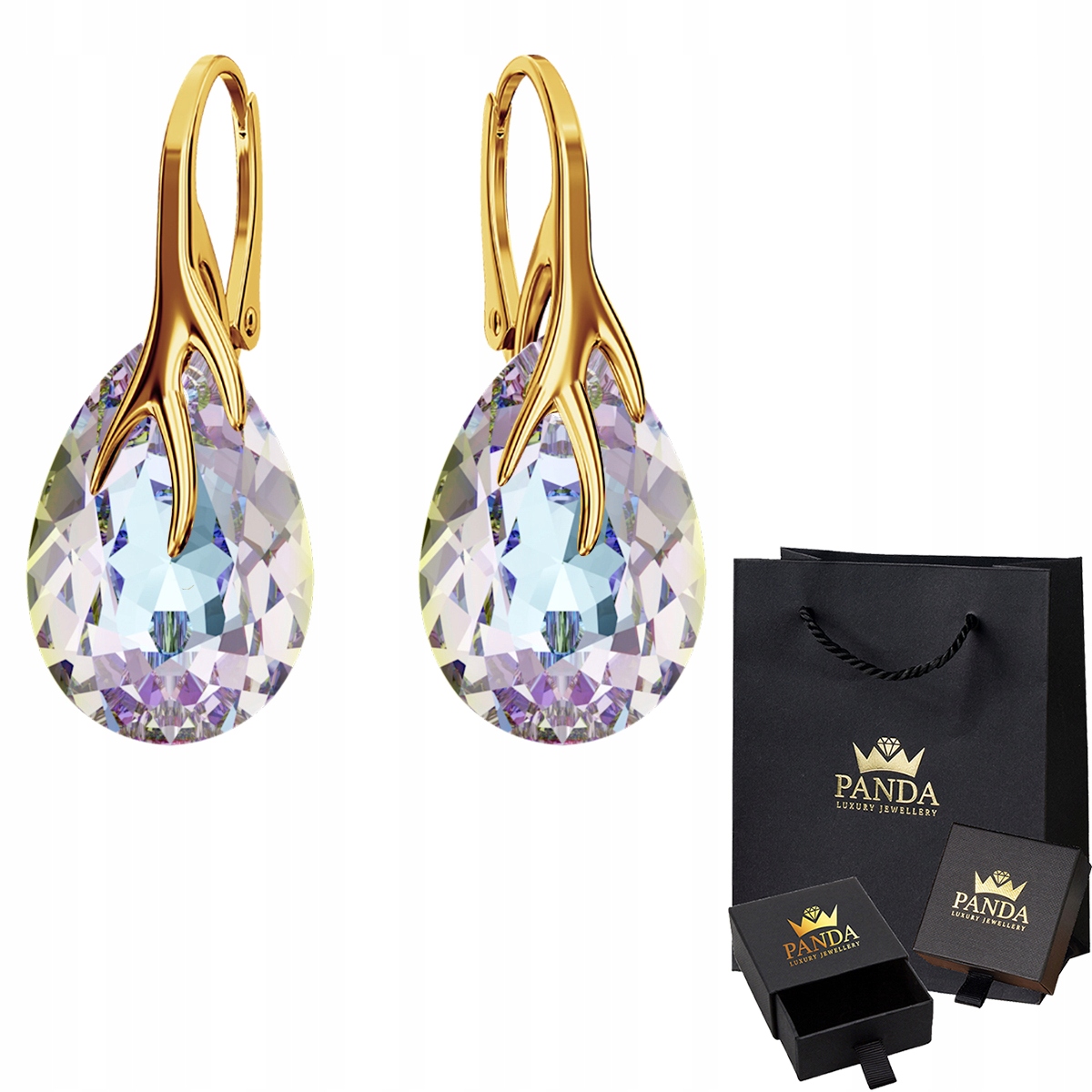 

Pozłacane Kolczyki Pazury Swarovski Srebro 925