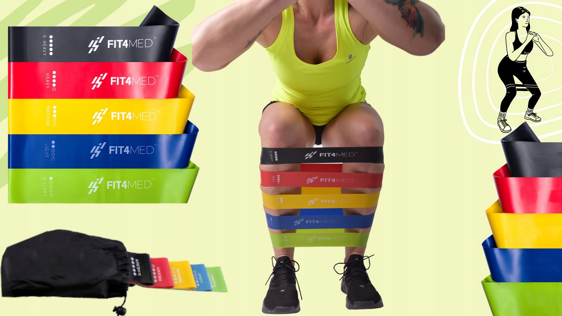 GUMY OPOROWE ĆWICZEŃ FITNESS REHABILITACJI ROZCIĄGAJĄCA Z ETUI NIEPĘKAJĄ 5X Szerokość 50 mm