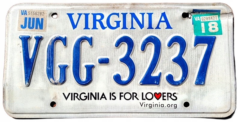 Virginia - tablica z USA dla kolekcjonera