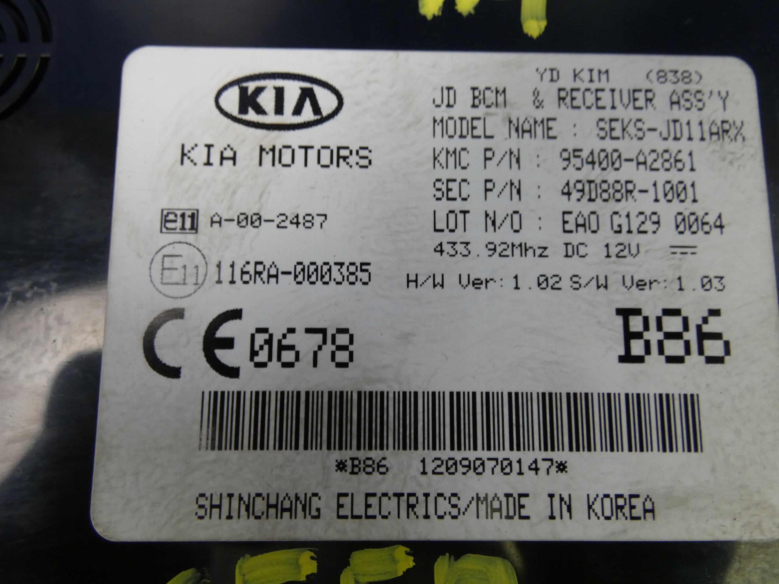 KIA CEED II I30 I20 module control unit BCM