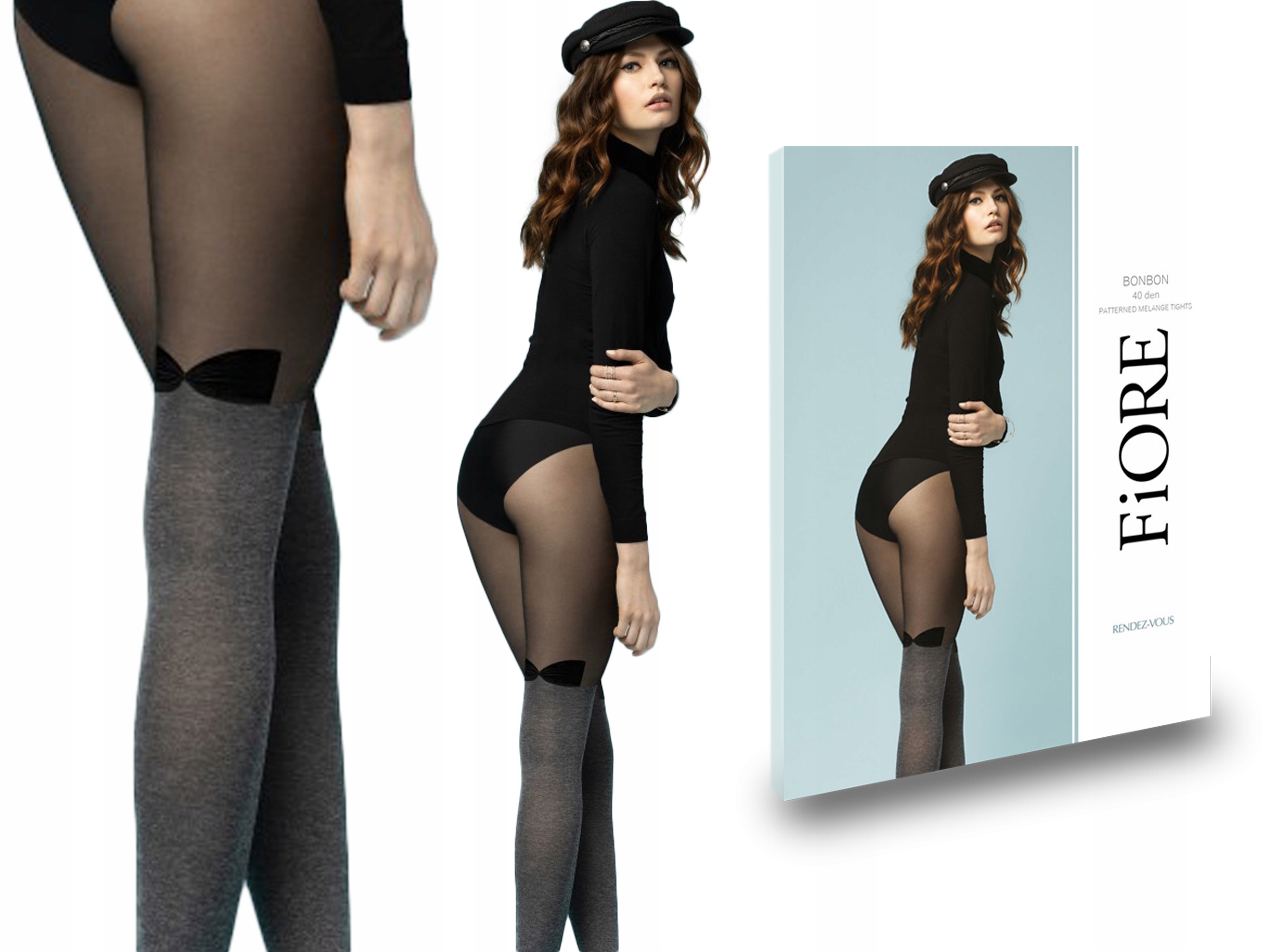 

Rajstopy Fiore Bonbon kokarda 40 den mel/black 2-S