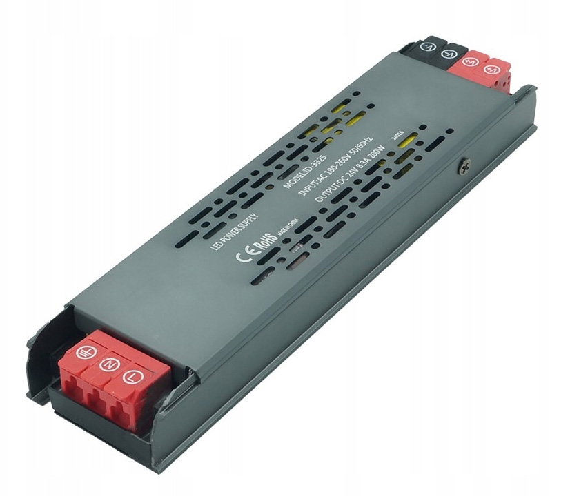 Zasilacz Profesjonalny płaski 12V 16,7A Mocny 200W IP20 Slim taśm led