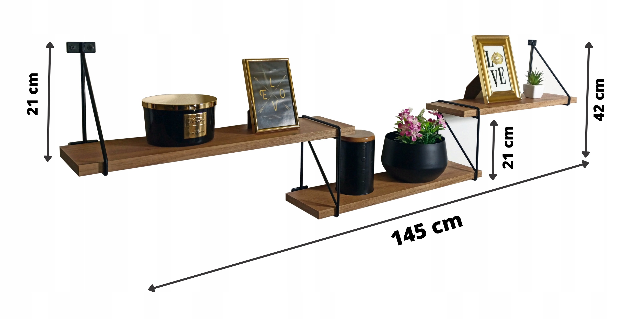 KOMPLET 3 PÓŁKI ŚCIENNE WISZĄCE LOFT INDUSTRIALNA Marka Zarbau