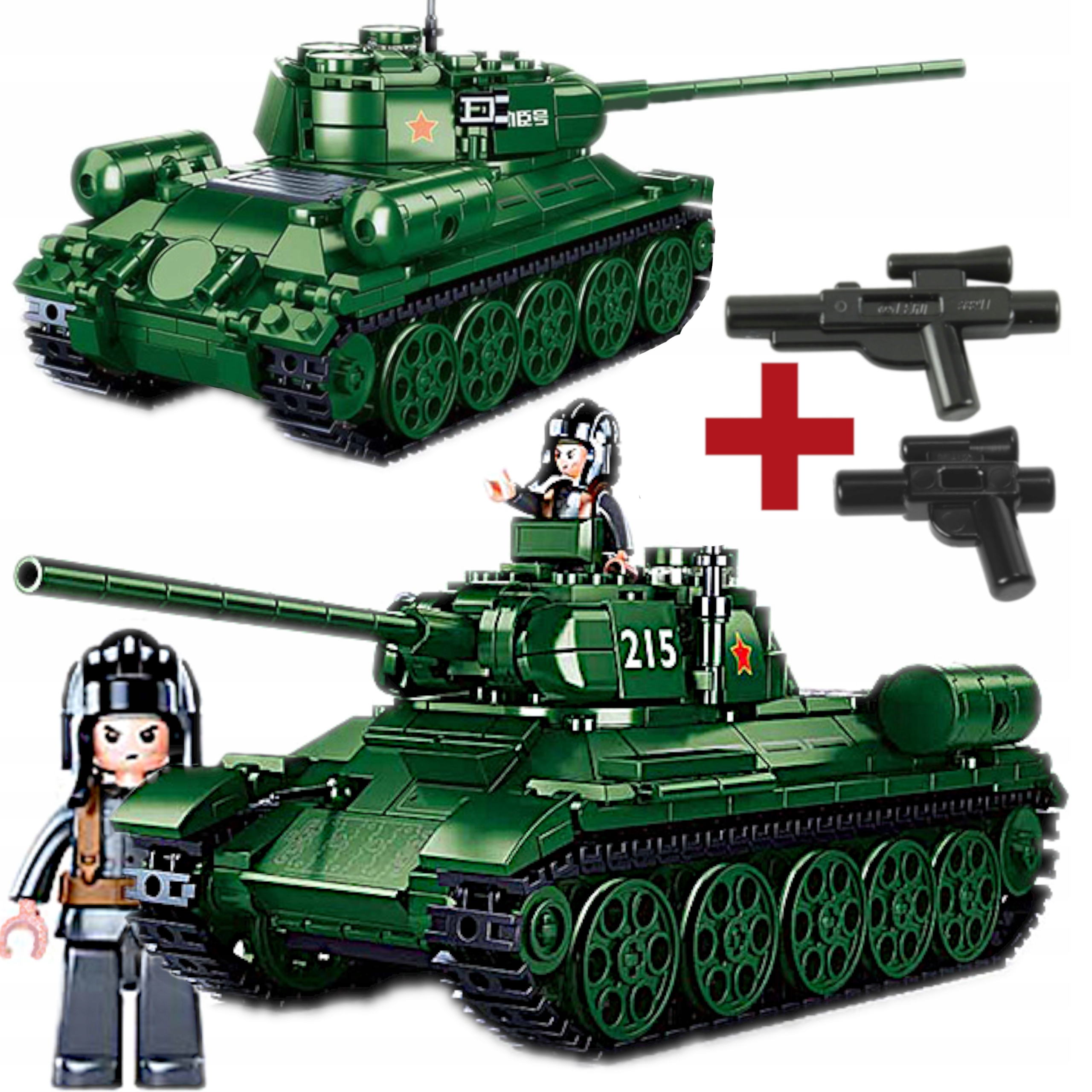 

Klocki Wojsko Czołg T-34-85 Tank RUDY102+LEGO Broń