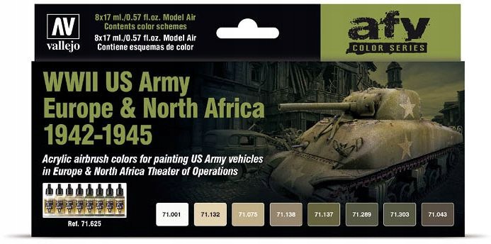 Vallejo: 71.625 Afv Us Army Evropa+severní Afrika 1942-1945 (8x17 ml)