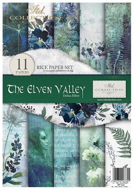 Sada 11 rýžových papírů A4 na decoupage RP004 The Elven Valley