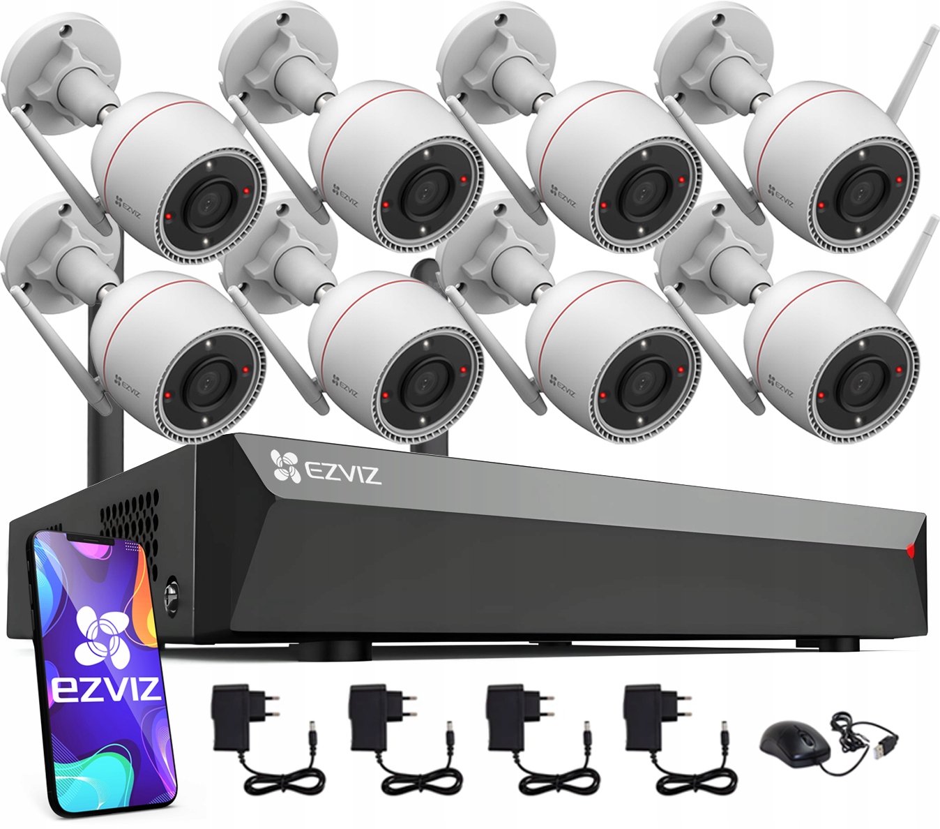 Monitorovanie WiFi Komplet 8 4Mpx kamier Ezviz H3c 4MP rekordér Hikvision