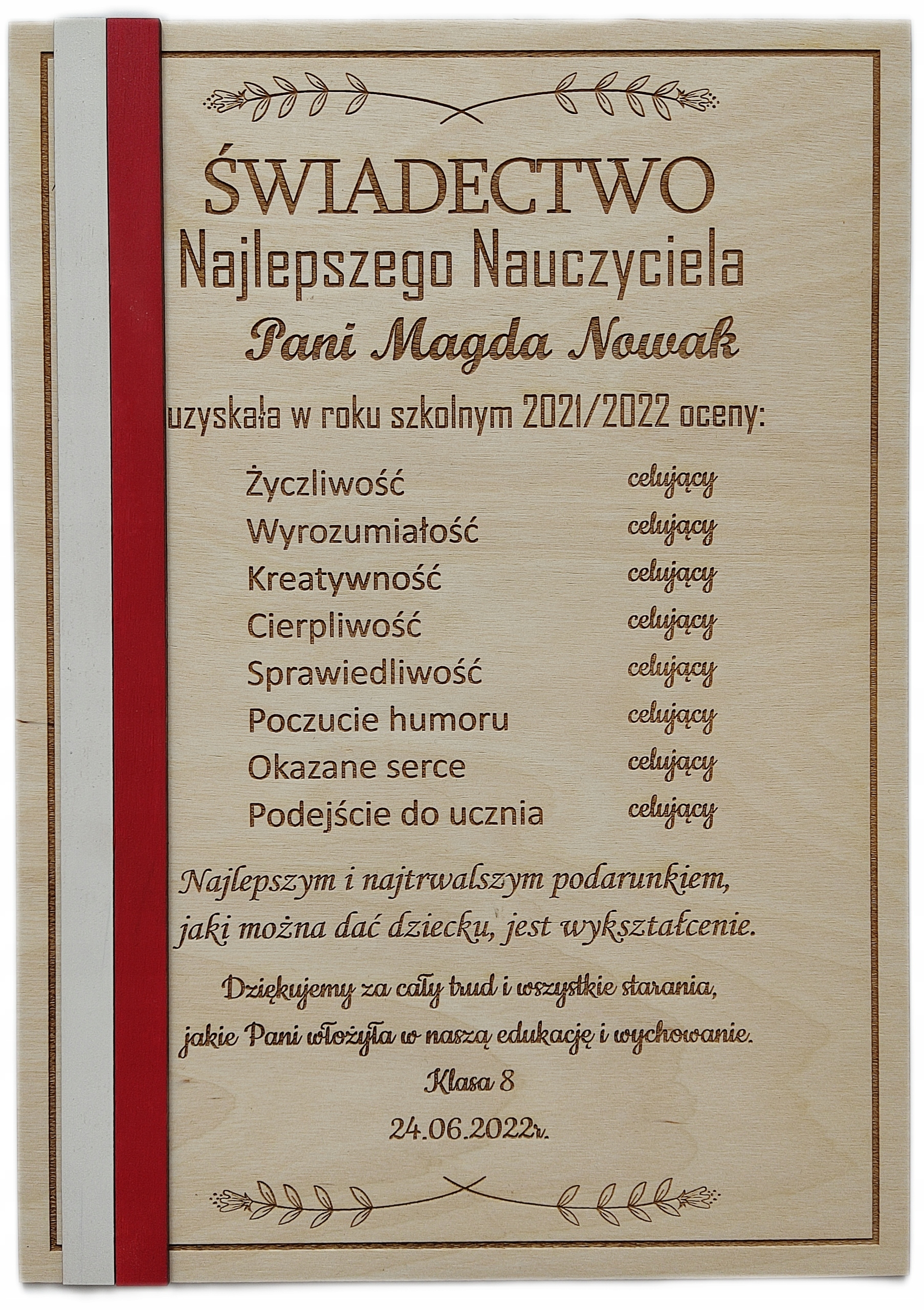 

Świadectwo dla Nauczyciela Wychowawcy