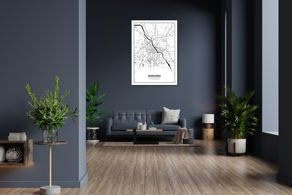 WARSZAWA MAPA MINIMALIZM plakat A2 59,4x42cm #194 Nazwa WARSZAWA MAPA MINIMALIZM