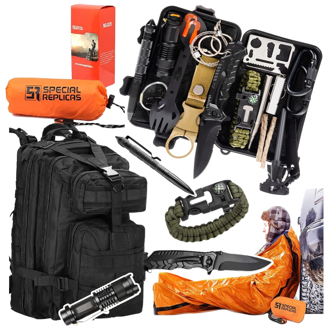 Zestaw Survivalowy Plecak 35L Śpiwór Latarka Góry