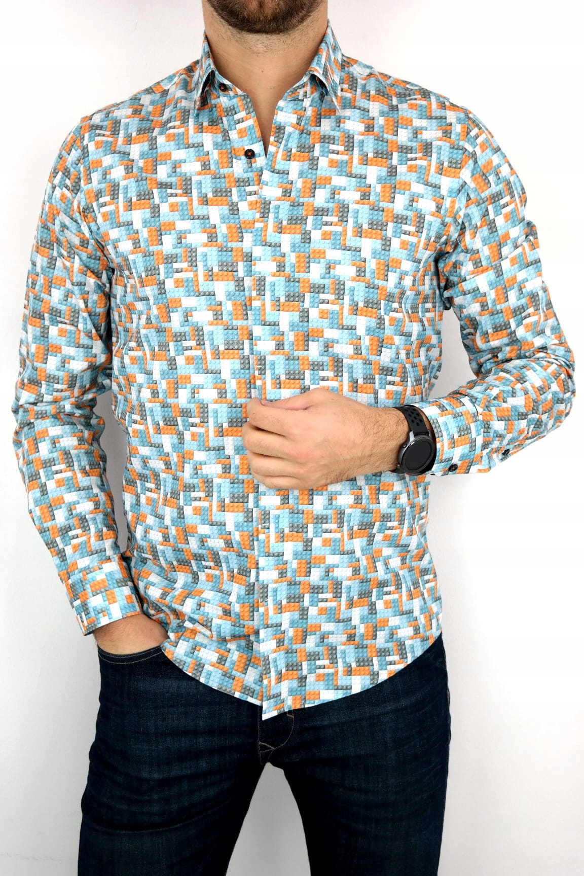 GIOVANNI PERA Koszula męska GP44 lego M 39/40 Rozmiar M