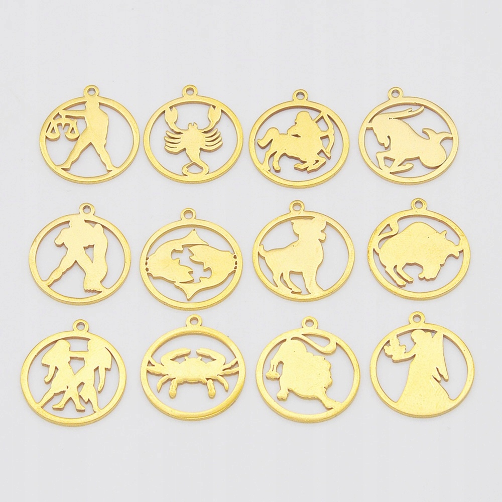 Znamení zvěrokruhu sada 12 Ks Ocel chirurgická zlatá