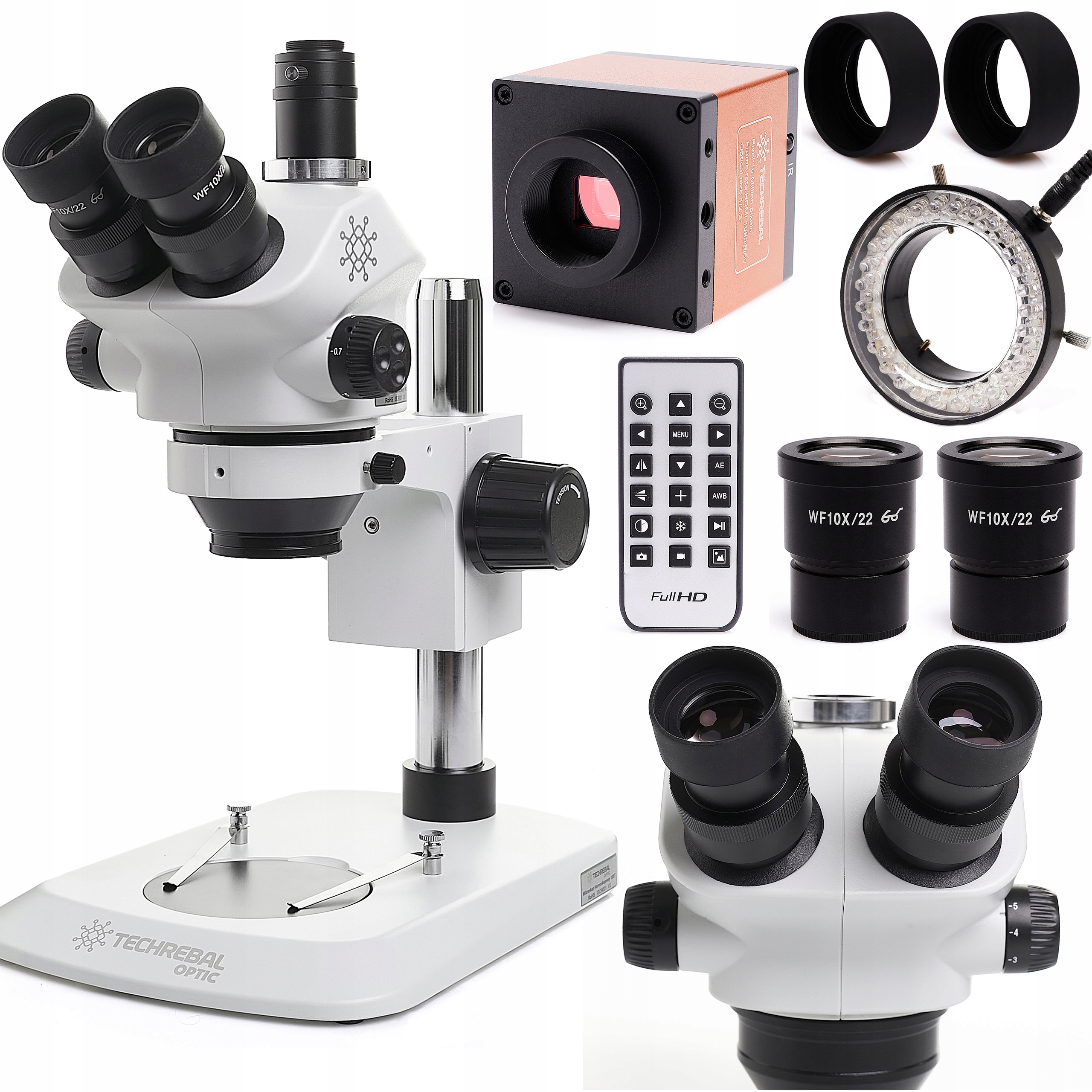 Stereoskopický Mikroskop Techrebal 10XT Kamera 16MP 4K Led Osvětlení 56x