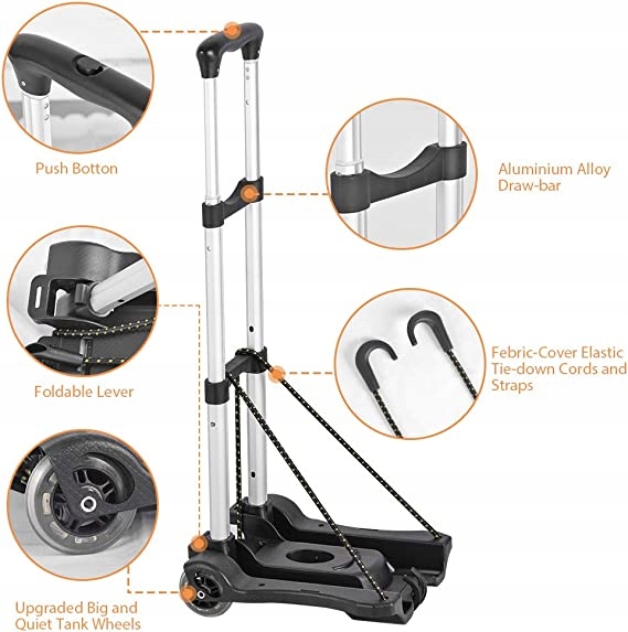 Wózek transportowy młynarka składany aluminiowy HIGHER płaski MOCNY 70kg — 19