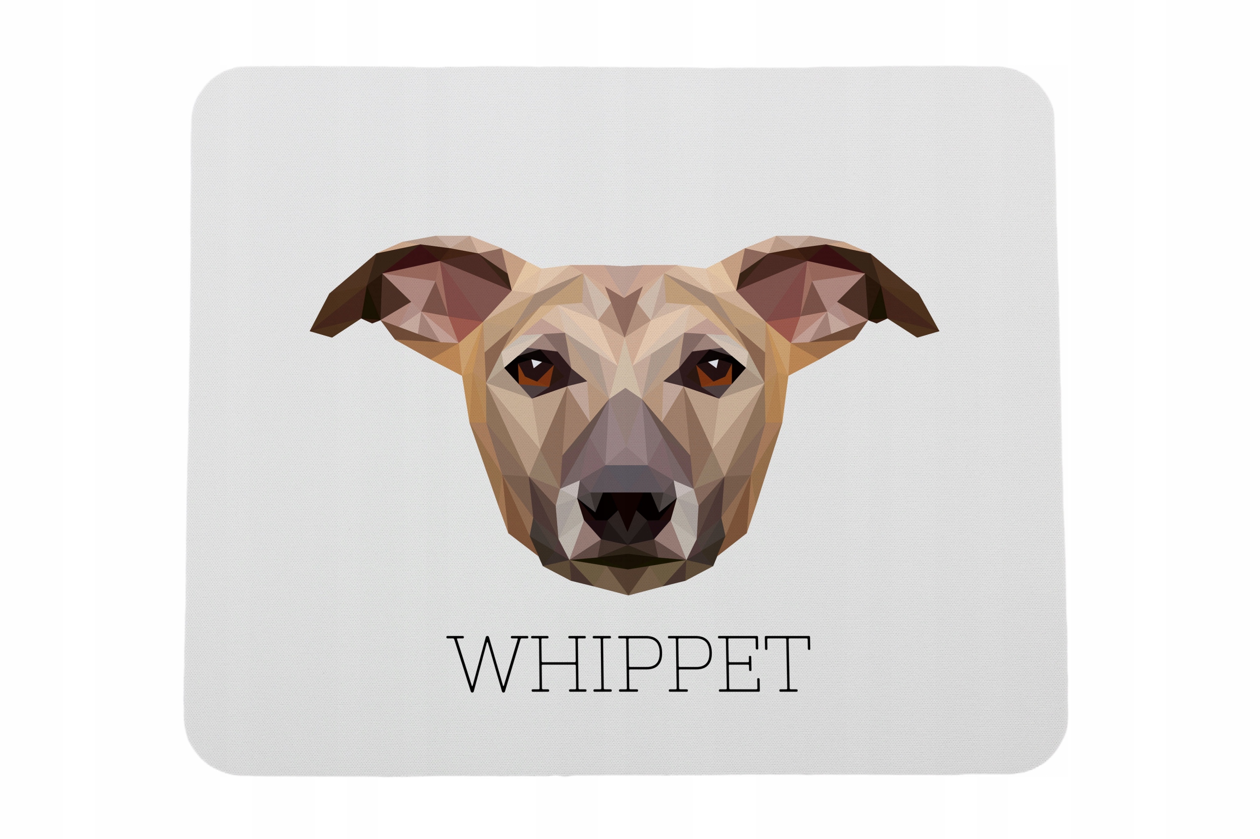 Whippet, Chart angielski -geometryczna podkładka ze zdjęciem i napisem pod